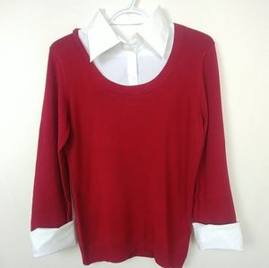 red sweater with collar & cuffs attached